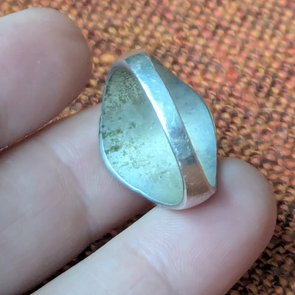 Estate Onyx Sterling‎ Silver Ring Cabochon Unisex Boho 925 Oval Chunky Vintage - Picture 7 of 9